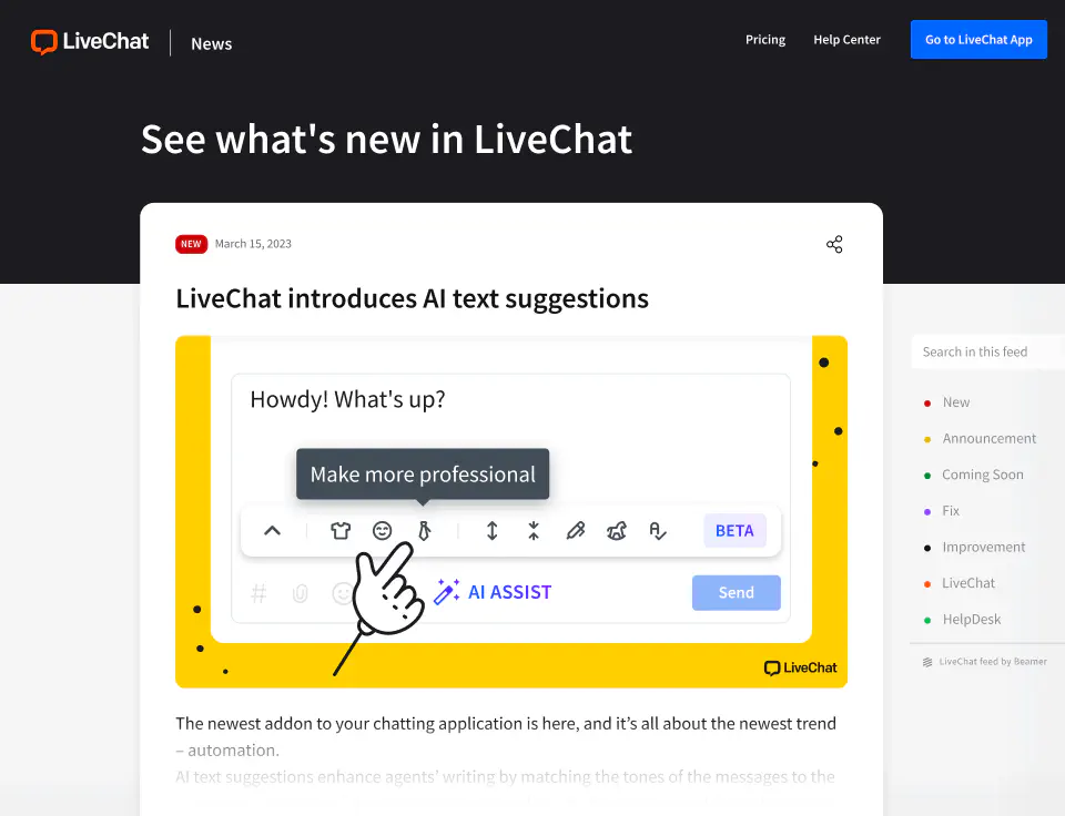 A preview of LiveChat® product updates.